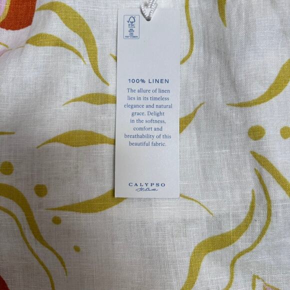 CALYPSO St. Barth 100% Linen Wide Leg Pants White Floral Print Size XL NWT - Picture 5 of 5